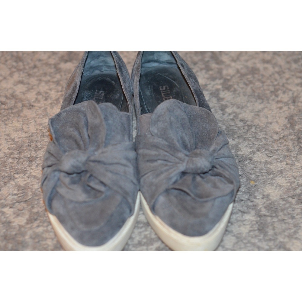 Silent D Synthetic Leather & Suede Gray Kbot Bow Shoes Size 40 9.5